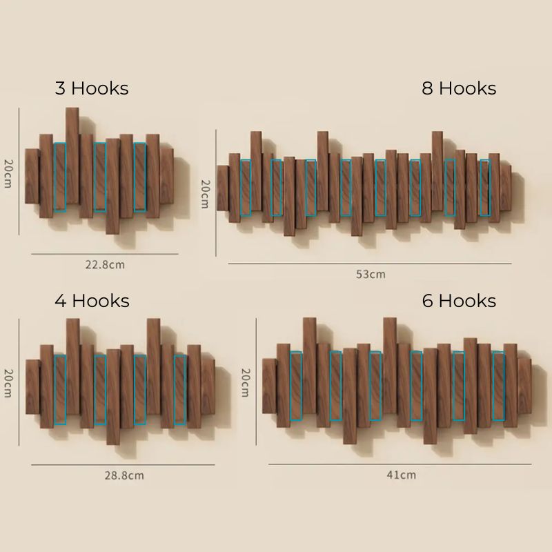 Minimalist Geometric Walnut Wall Hook Rack