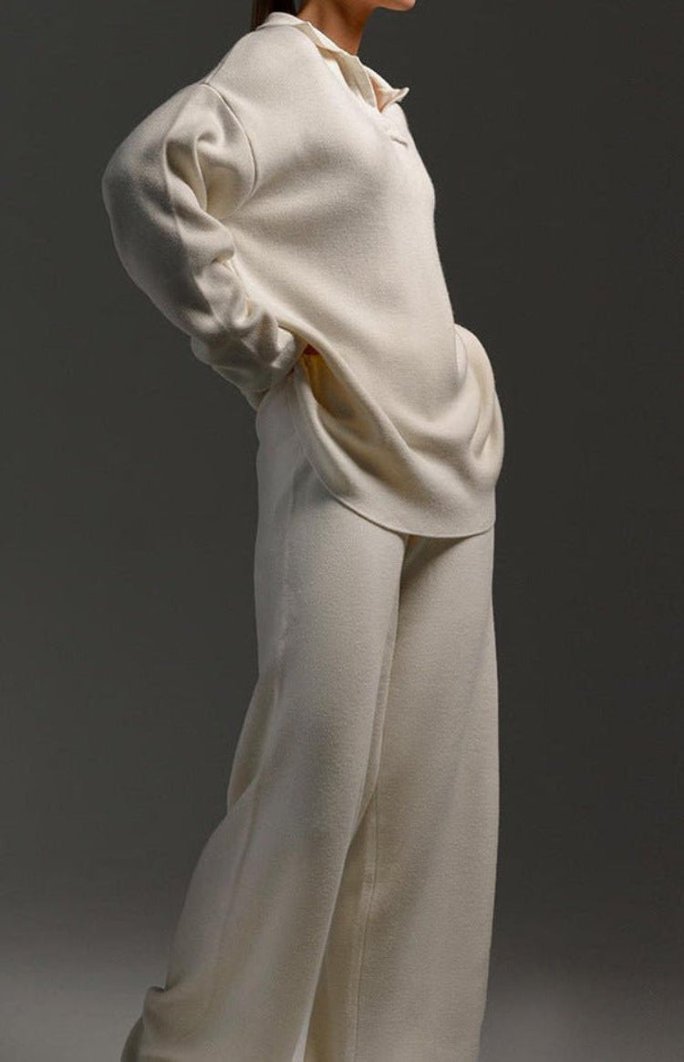 LOUNGÉA - Chic Collared Two-Piece Lounge Set for Women