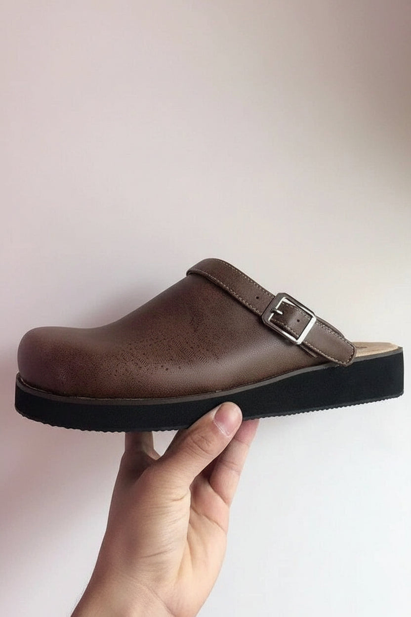 ORTHOCLOG – Supportive Leather Slip-On Clogs for All-Day Comfort