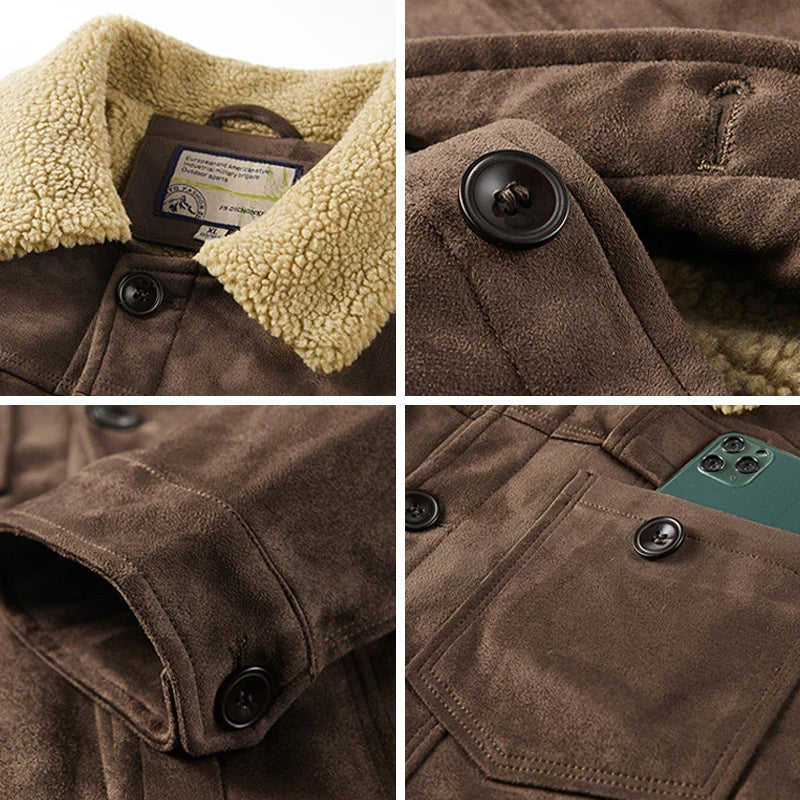 Luke Regular Fit Sherpa Jacket | Collared Button Front Sherpa Jacket