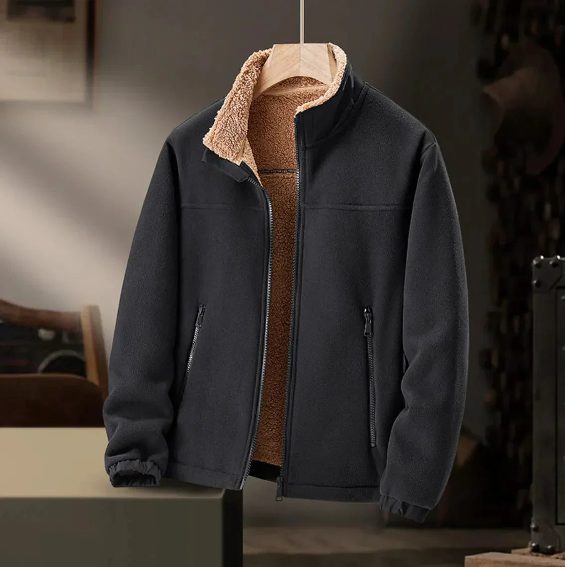Sebastian Relaxed Fit Jacket | Sherpa Lined Zip Front Jacket