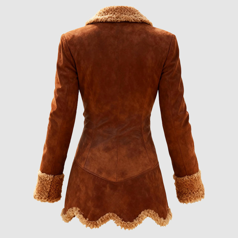 Amelia Tailored Shearling Coat | Collared Button Front Coat