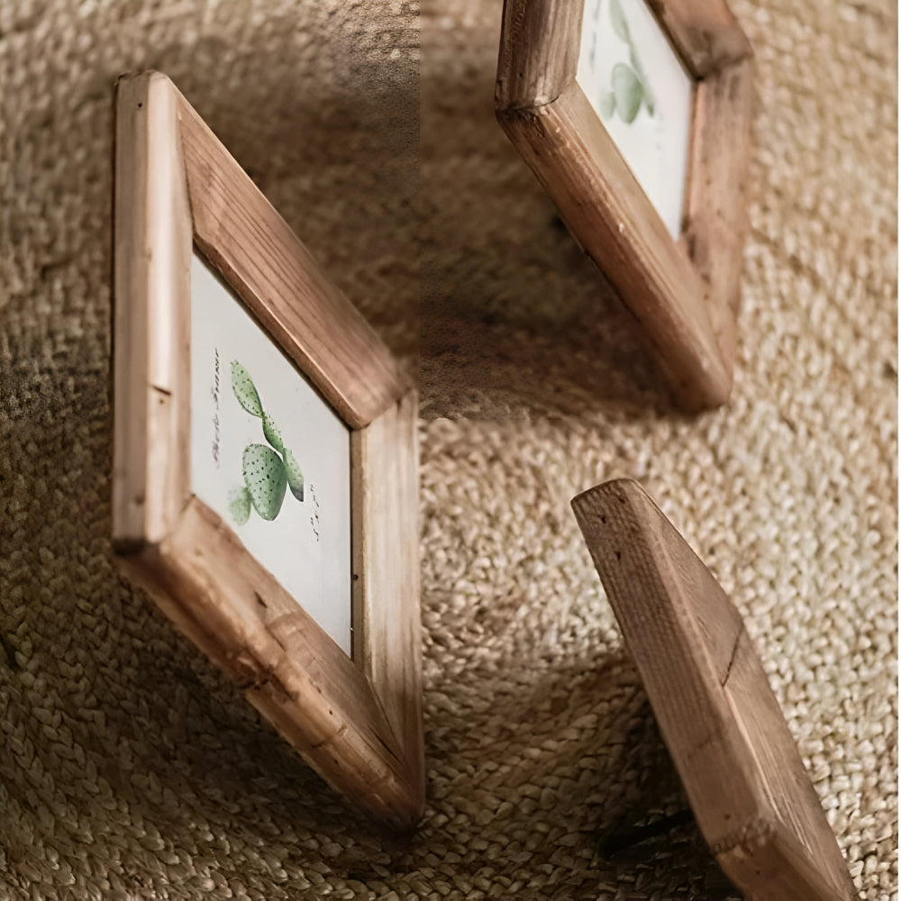 Rustic Wood Photo Frame With Distressed Texture