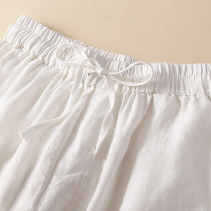 Relaxed Drawstring Shorts with Elegant Lace-Trimmed Hem
