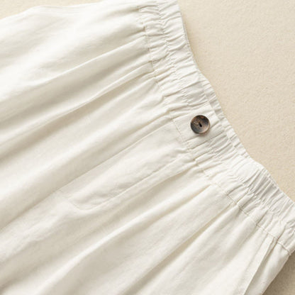 Relaxed Wide-Leg Knee-Length Shorts with Pleated Front