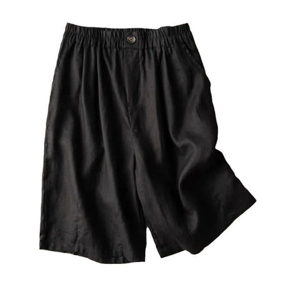 Relaxed Wide-Leg Knee-Length Shorts with Pleated Front