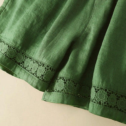 Relaxed Drawstring Shorts with Elegant Lace-Trimmed Hem