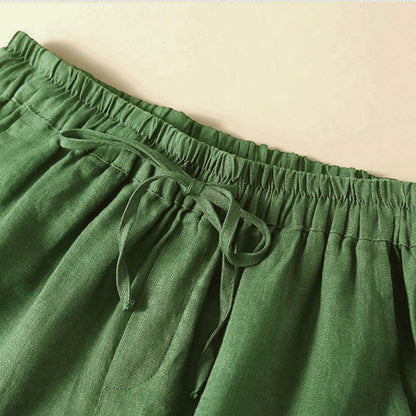 Relaxed Drawstring Shorts with Elegant Lace-Trimmed Hem