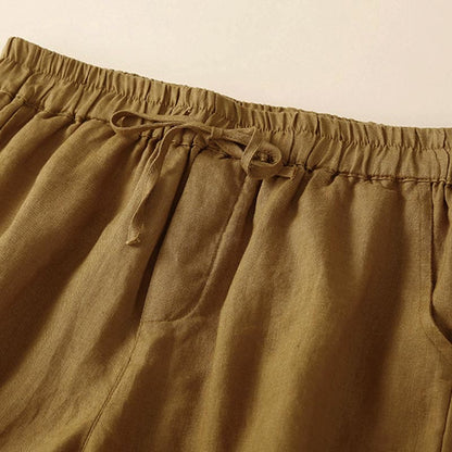 Relaxed Drawstring Shorts with Elegant Lace-Trimmed Hem