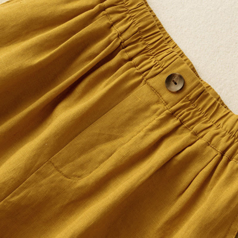 Relaxed Wide-Leg Knee-Length Shorts with Pleated Front