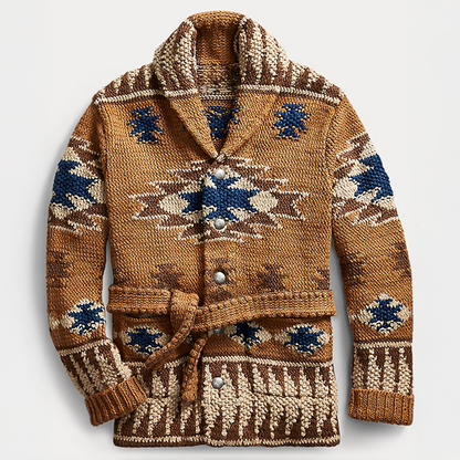 Leo Shawl Collar Cardigan | Button Front Belted Hip-Length Cardigan
