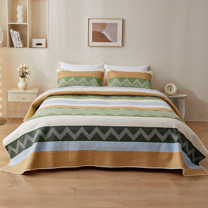 Modern Cotton Quilted Bedspread with Zig-Zag Design