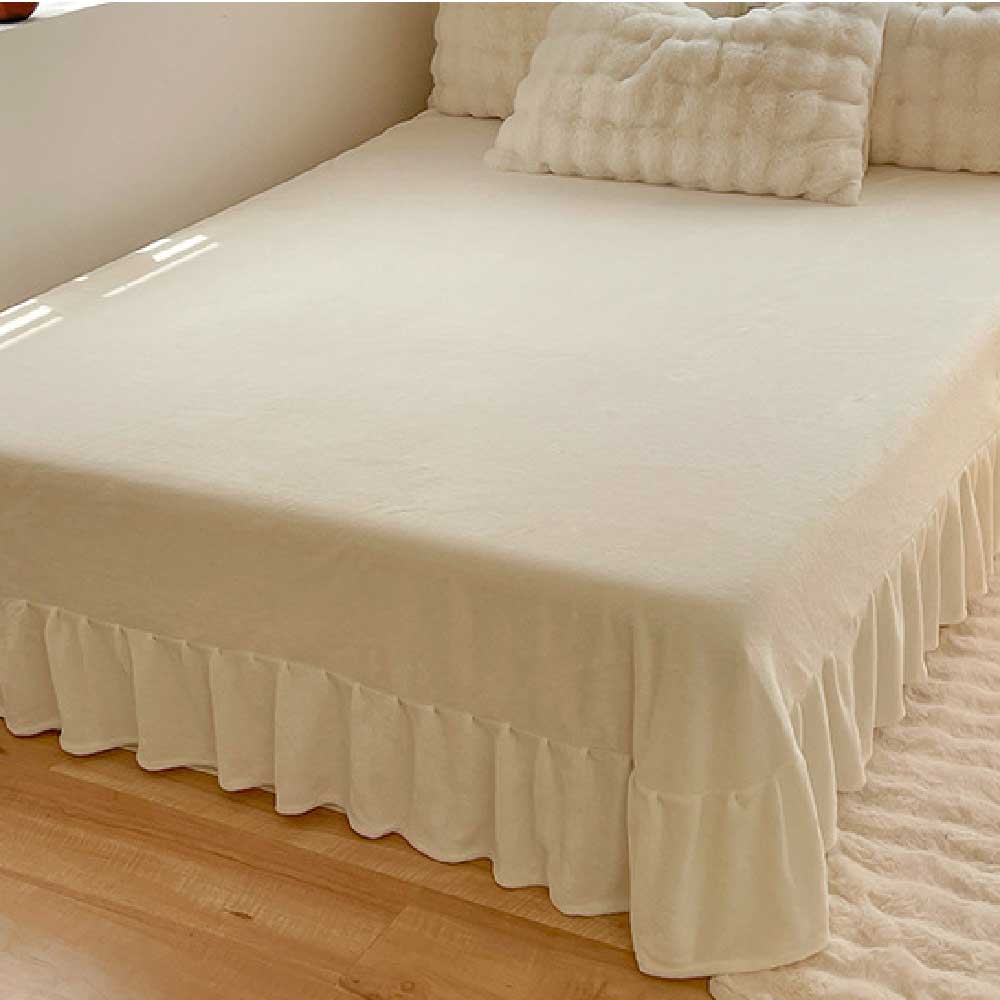 Faux Rabbit Fur Bed Sheet Set With Plush Texture