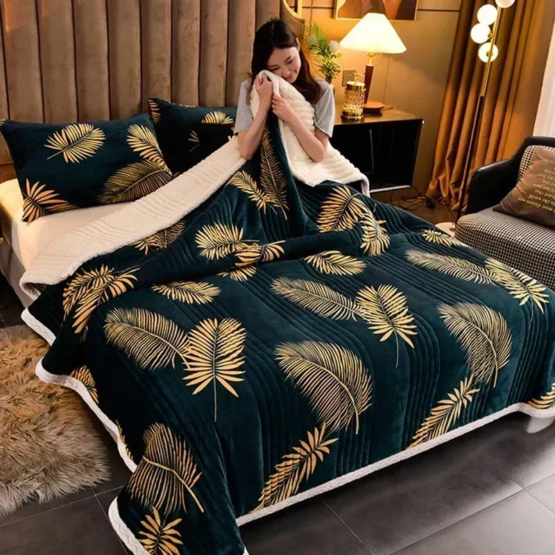 Cozy Floral Sherpa Throw Blanket