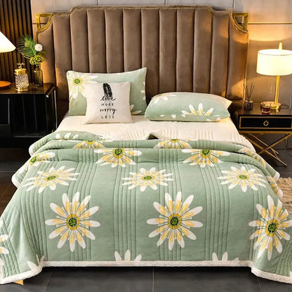 Cozy Floral Sherpa Throw Blanket
