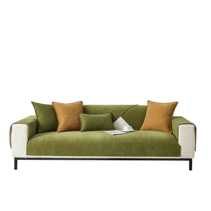 Contemporary Chenille Couch Cover With Herringbone Pattern