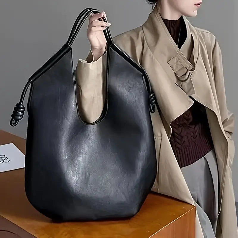 Rosie Slouchy Tote Bag | Knotted Detail Top Handle Tote Bag