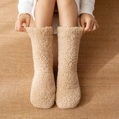 Isabella Plush Relaxed Fit Slipper Socks | Solid Mid-Calf Slipper Socks