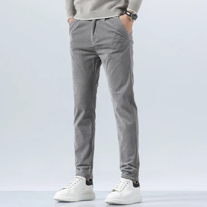 Joshua Ribbed Pleated Corduroy Trousers | Belt Loops Full-Length Corduroy Trousers