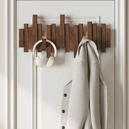 Minimalist Geometric Walnut Wall Hook Rack