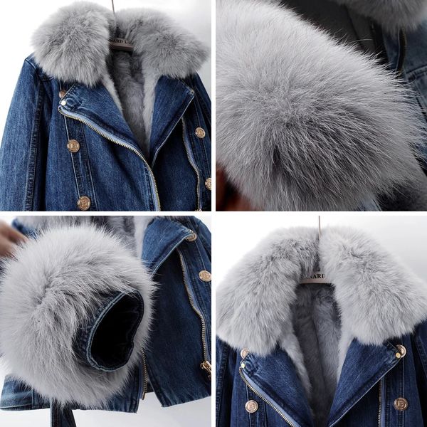 Siena Fox Fur Trim Lined Biker Jacket | Belted Hip-Length Jacket