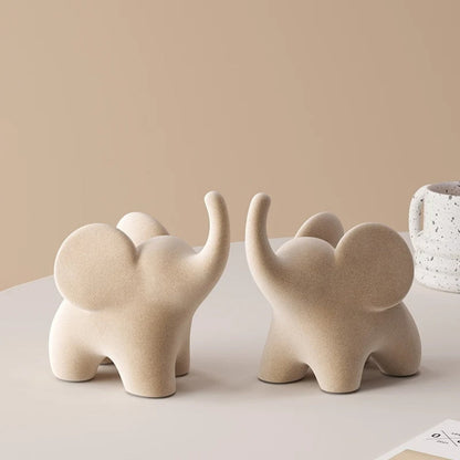 Modern Resin Elephant Figurine With Uplifted Trunk
