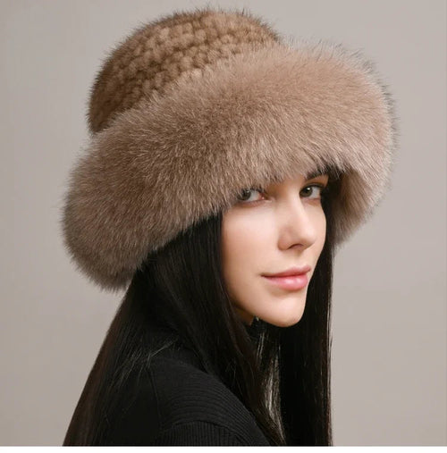 Isabella Round Crown Fur Hat | Fur Brim Solid Fur Hat
