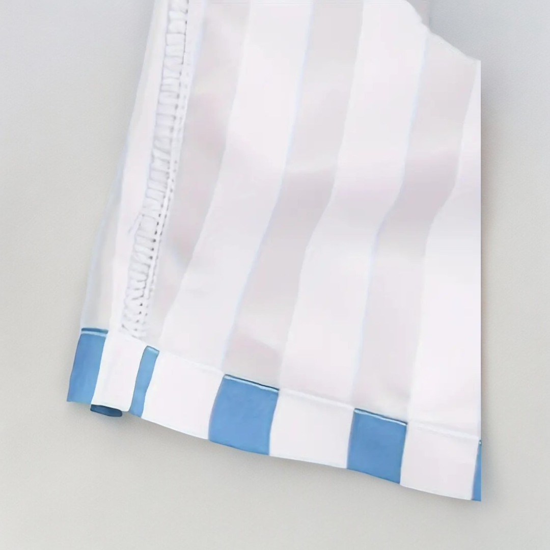 Jean-Paul Elevated Vertical Stripe Mid-Thigh Relaxed Swimwear Shorts