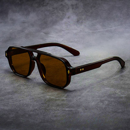 Bold Oversized Acetate Sunglasses with Double Bridge and Sculpted Frame