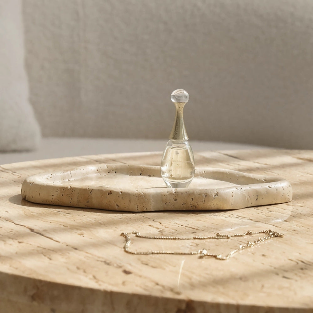Minimalist Organic Stone Jewelry Tray With Natural Texture