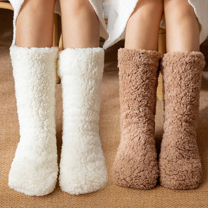 Isabella Plush Relaxed Fit Slipper Socks | Solid Mid-Calf Slipper Socks