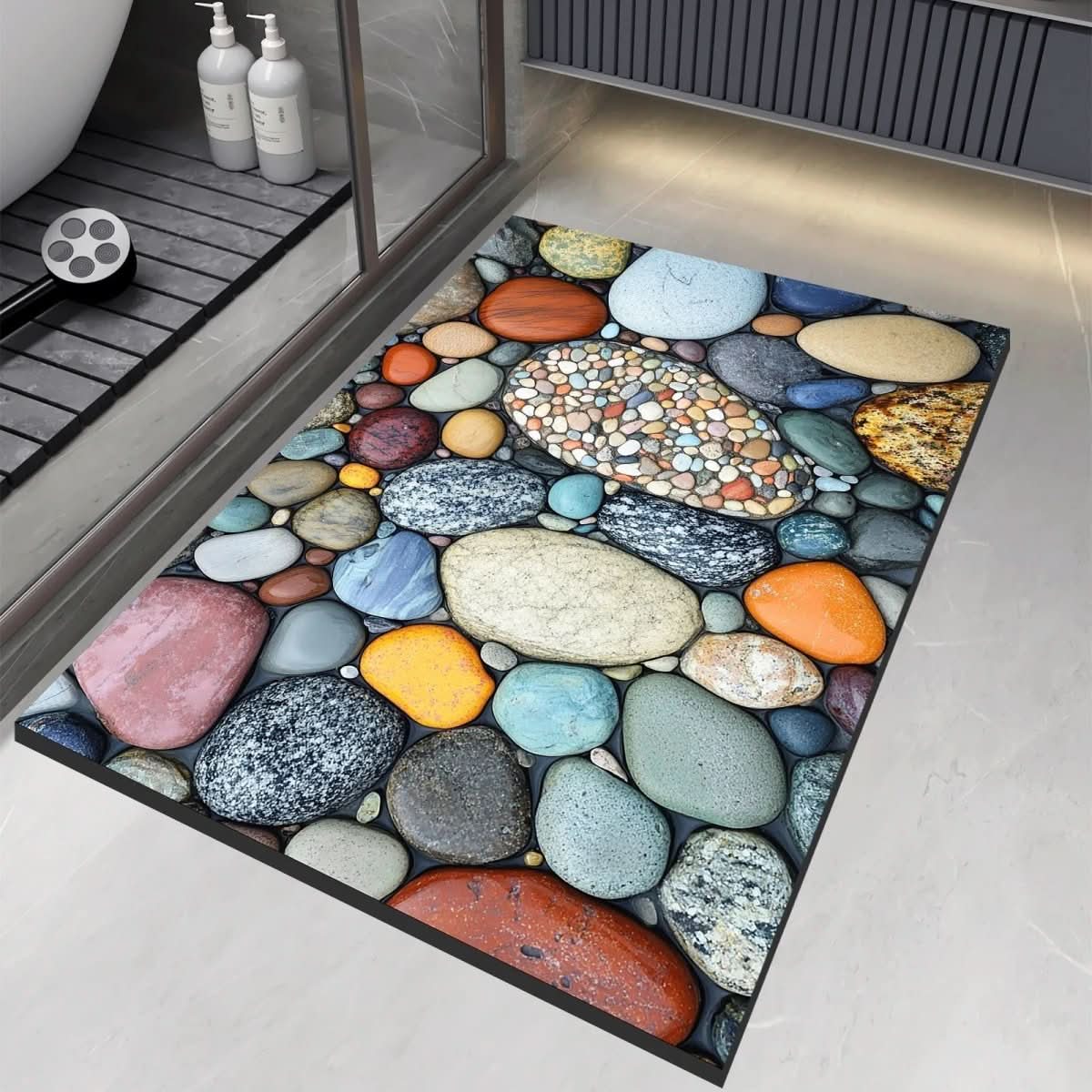 Eclectic Stone-Like Textured Bath Mat