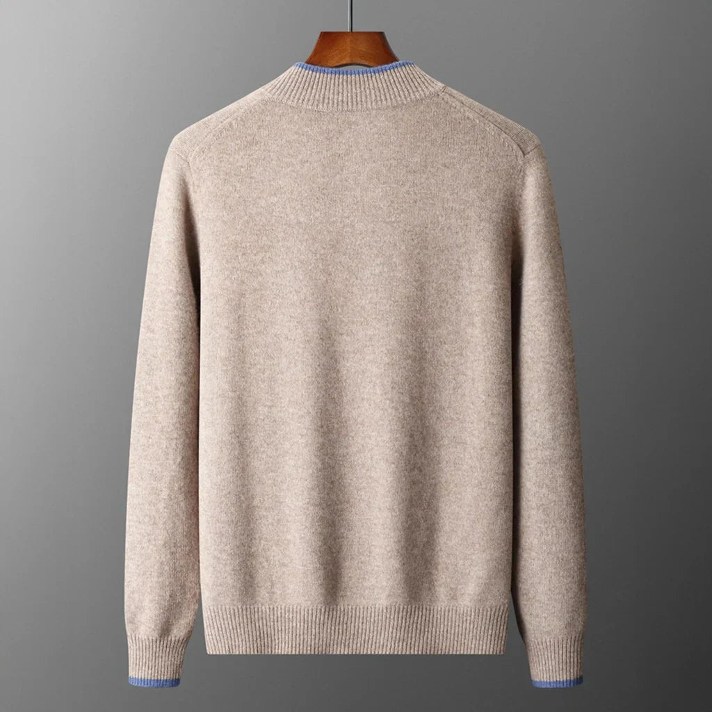 Oliver Mock Neck Knit Jacket | Zip-Up Ribbed Trim Jacket