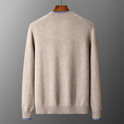 Oliver Mock Neck Knit Jacket | Zip-Up Ribbed Trim Jacket