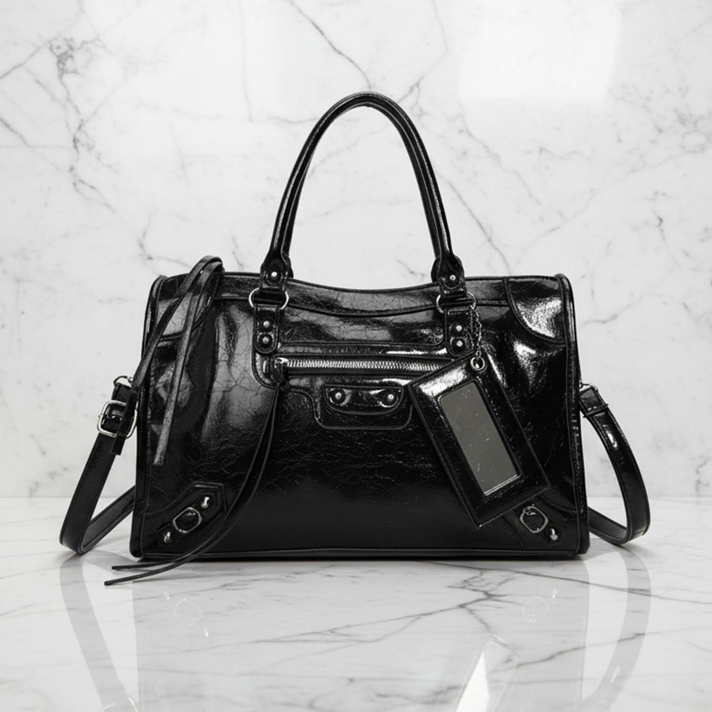 Riley Urban Shoulder Bag | Zip-Detail Moto City Bag