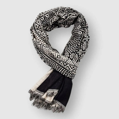 Daisy Long Rectangular Scarf | Geometric Fringed Scarf