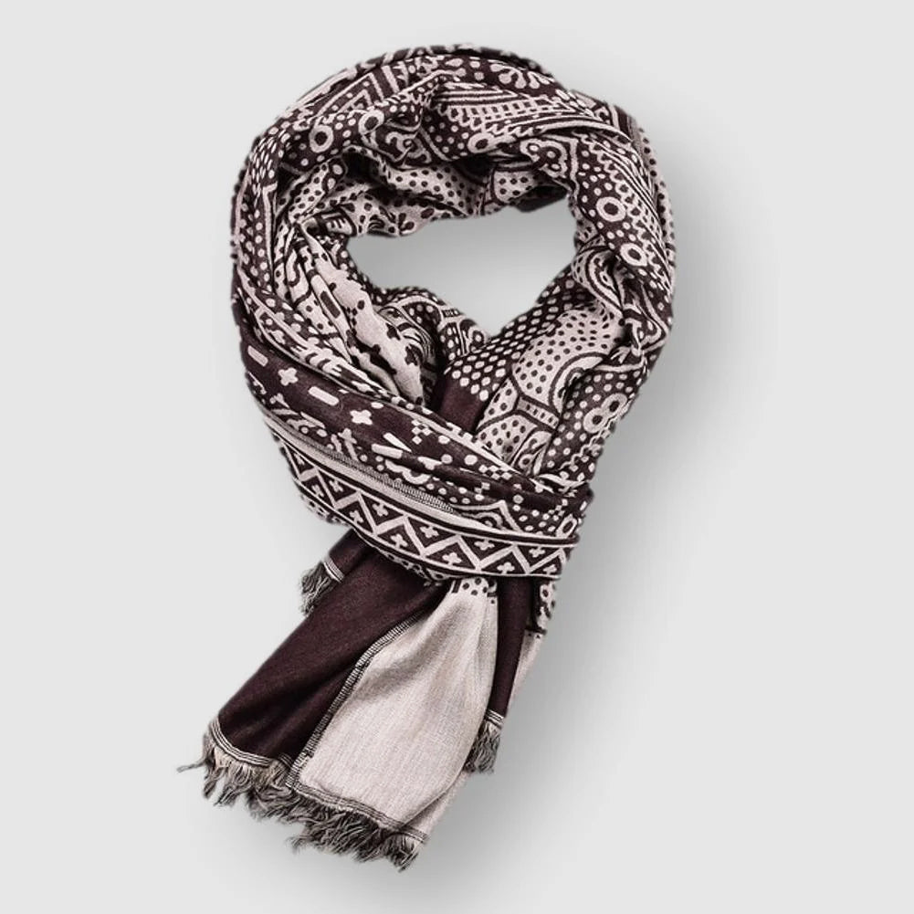 Daisy Long Rectangular Scarf | Geometric Fringed Scarf