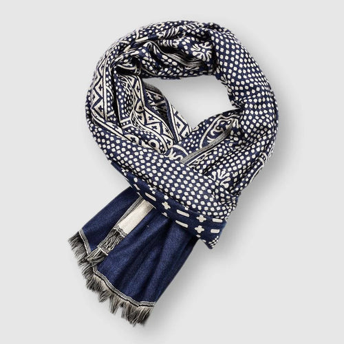 Daisy Long Rectangular Scarf | Geometric Fringed Scarf