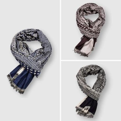 Daisy Long Rectangular Scarf | Geometric Fringed Scarf