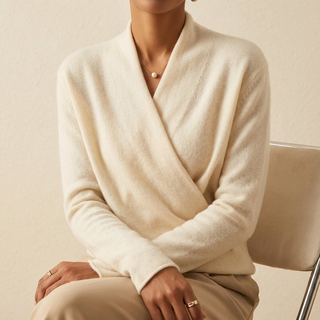 Hudson and Mark Warm Wool Blend Crossed Wrap Sweater
