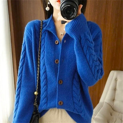 Maeve Classic Knit Cardigan | Textured Cable Knit Button