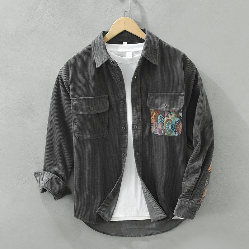 Samuel Corduroy Relaxed Fit Shirt | Collared Long Sleeve Shirt