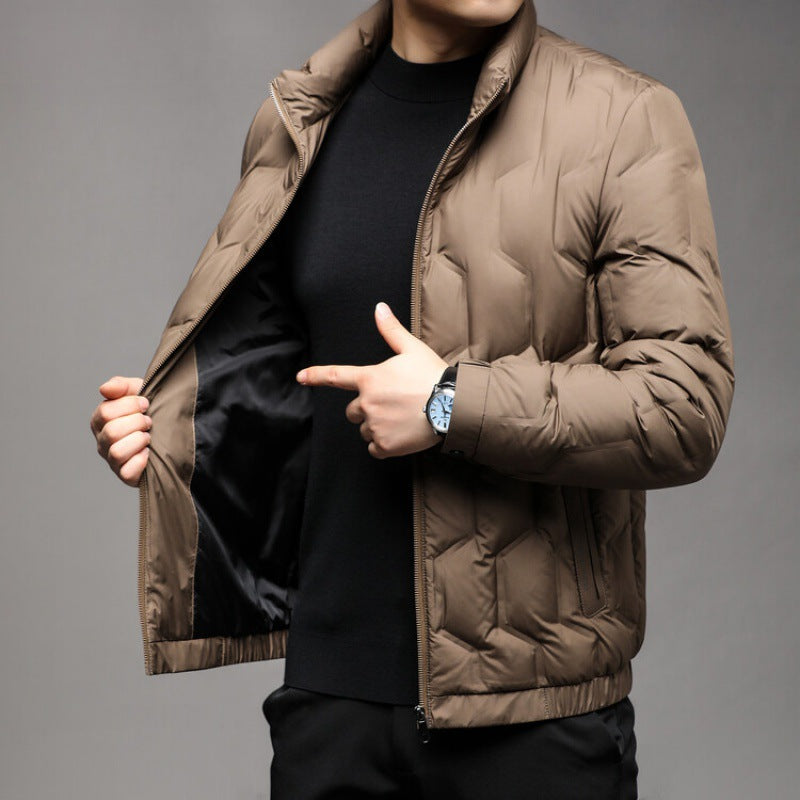 Jack Quilted Stand Collar Puffer Jacket | Zip Up Hip-Length Puffer Jacket
