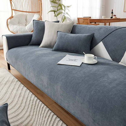 Contemporary Chenille Couch Cover With Herringbone Pattern