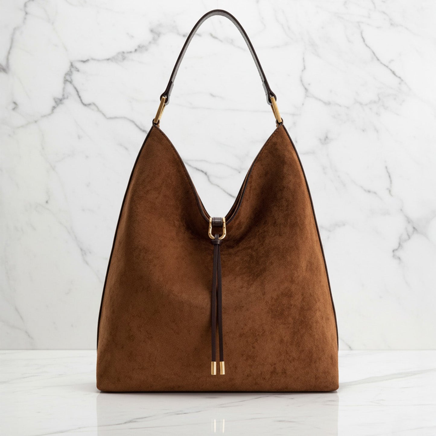 Isla Slouchy Hobo Bag | Drawstring Detail Gold-Tone Hobo Bag