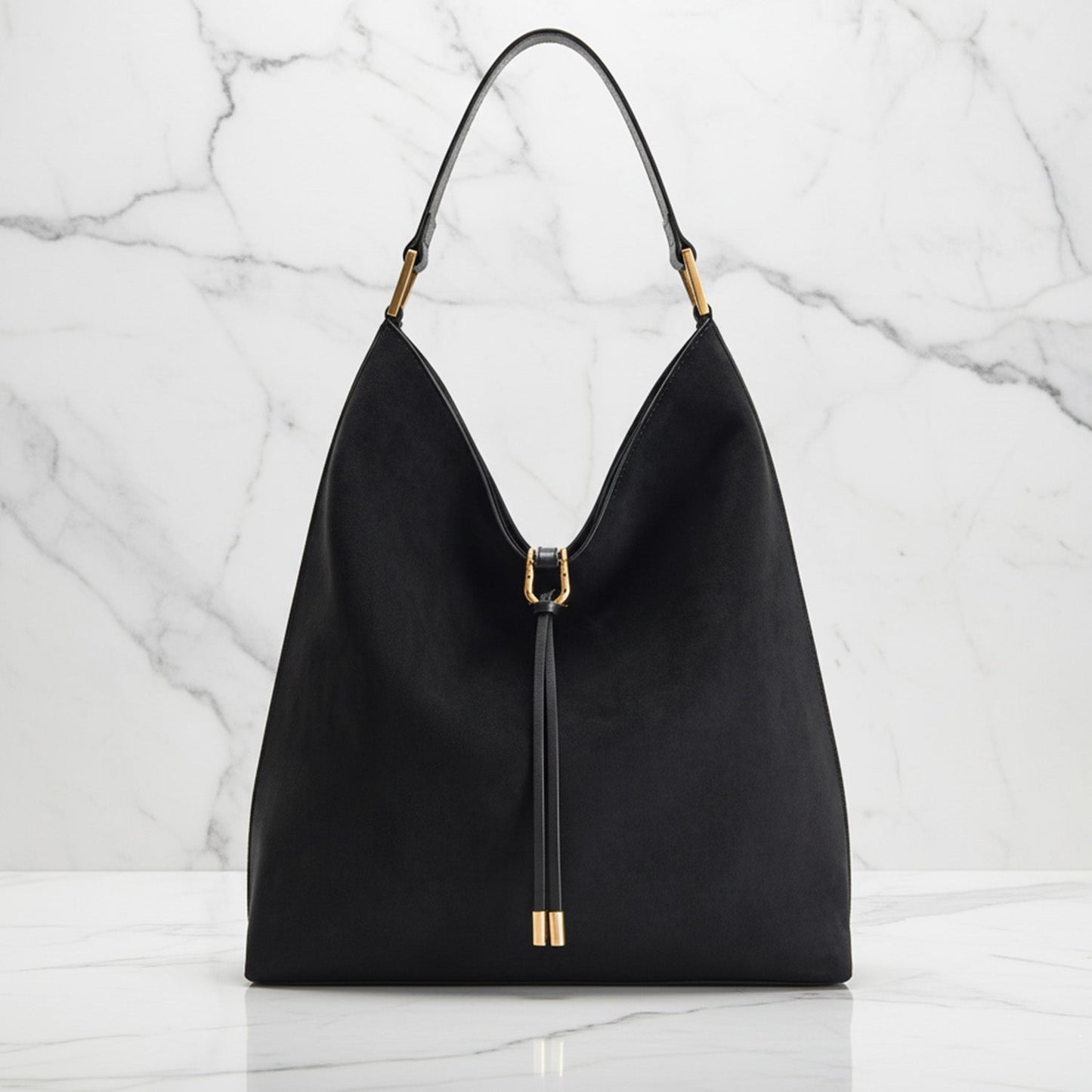 Isla Slouchy Hobo Bag | Drawstring Detail Gold-Tone Hobo Bag