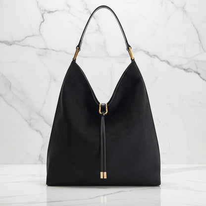 Isla Slouchy Hobo Bag | Drawstring Detail Gold-Tone Hobo Bag