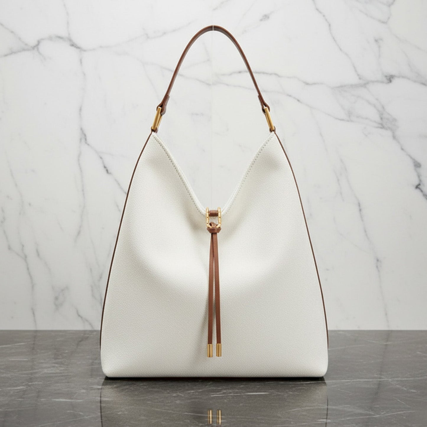 Isla Slouchy Hobo Bag | Drawstring Detail Gold-Tone Hobo Bag