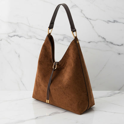 Isla Slouchy Hobo Bag | Drawstring Detail Gold-Tone Hobo Bag