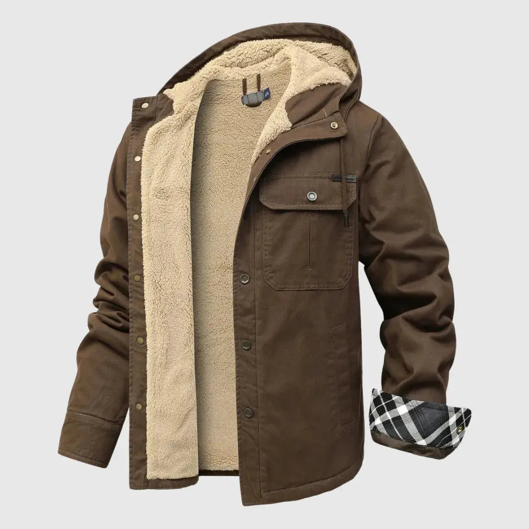Oscar Hooded Shirt Jacket | Sherpa Lined Button Front Shirt Jacket